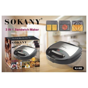 Sokany 3-in-1 Waffle Maker, Grill, Toaster, Sandwich