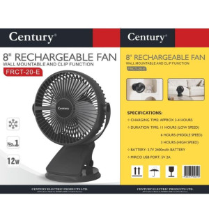 Century 8" Rechargeable Fan-FRCT-20-E