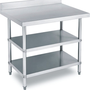 600mm Triple Shelves Round Tube Working Bench With Splashback